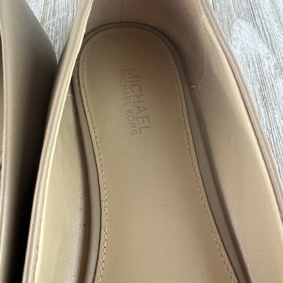 Michael Kors Women's Nori Leather Ballet Flat Tan Beige Natural Shoes 7.5 - Picture 5 of 10